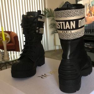 Dior Ankle Boot, Black And White Technical Fabric And Black Calfskin Size 35,5